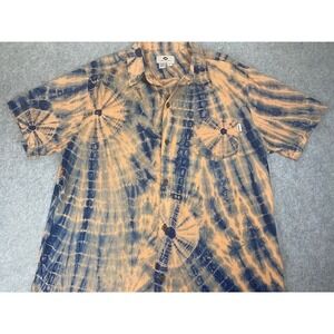 Fayettechill Men's Tie Dye Short Sleeve Button Up Shirt XL Made‎ USA